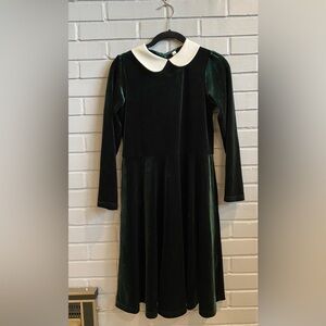 Girls Ava & Lu Hunter Green Velour Dress